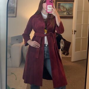 Women's Burgundy 100% Suede Coat